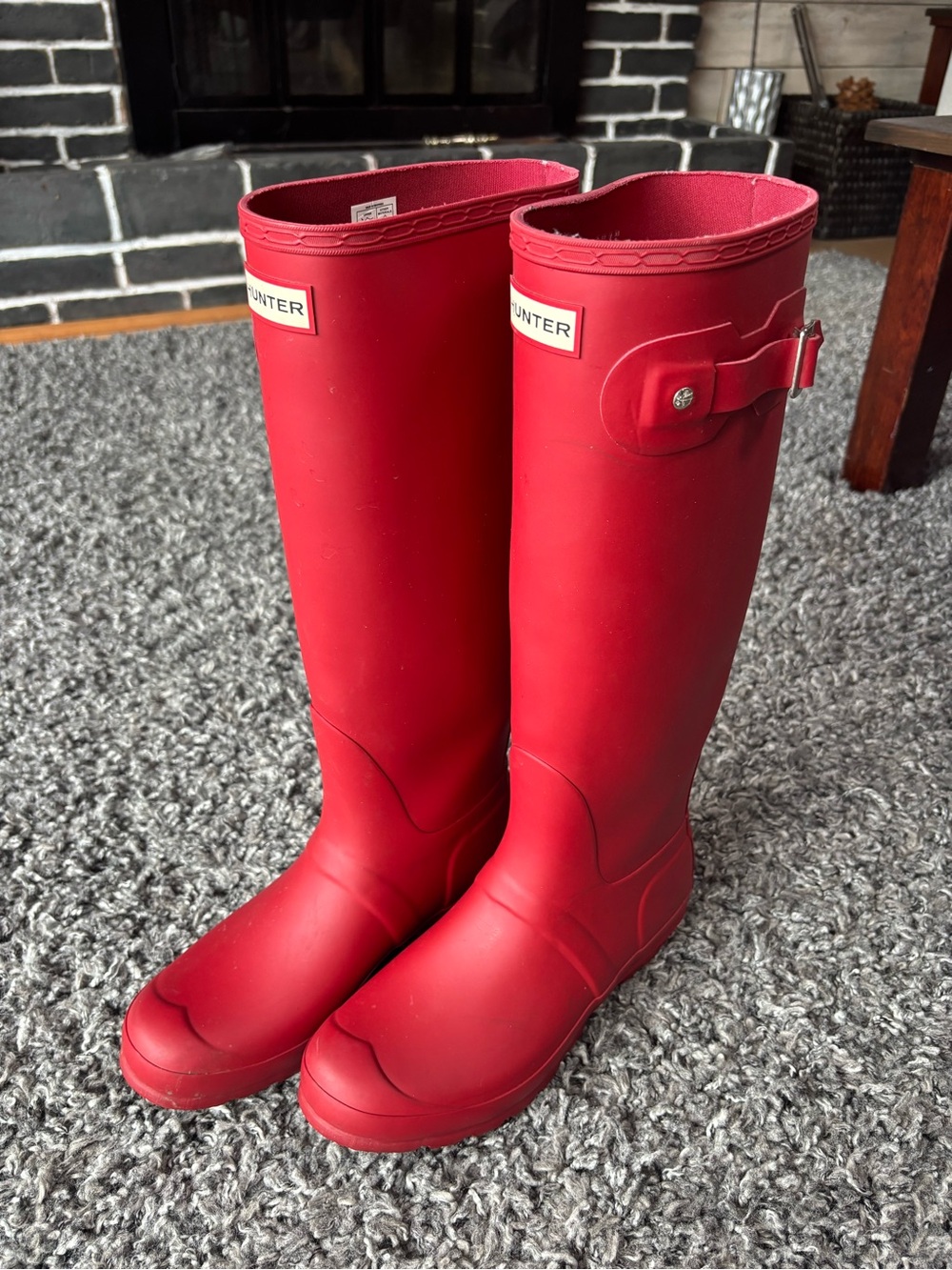 Hunter Women's Tall Red Adjustable-Back Rain Boots